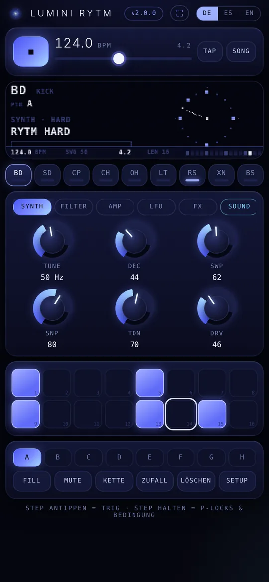 LUMINI RYTM auf dem Handy